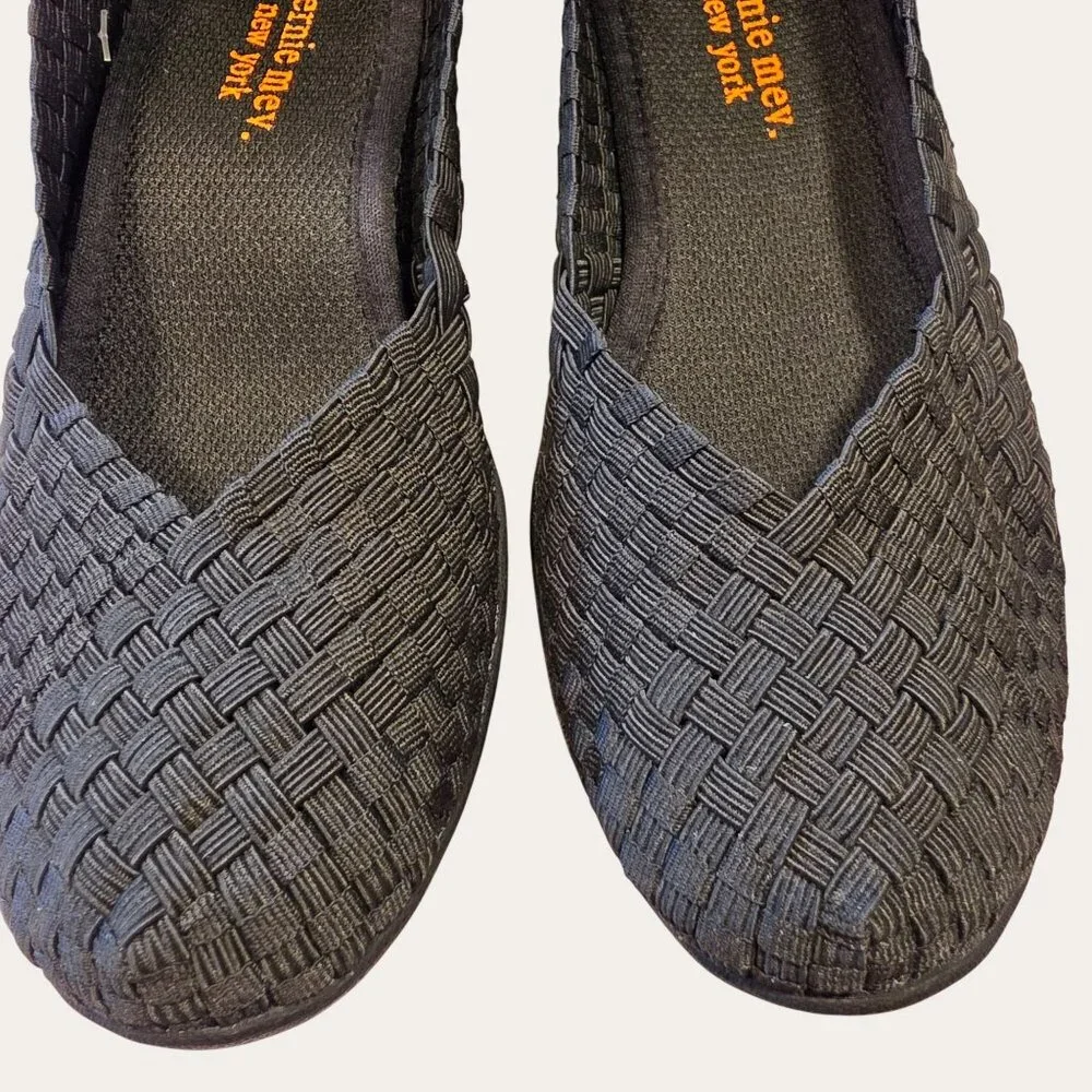 Bernie Mev Catwalk Ladies Black NIB Woven Flat Ballet Summer Casual Slip On